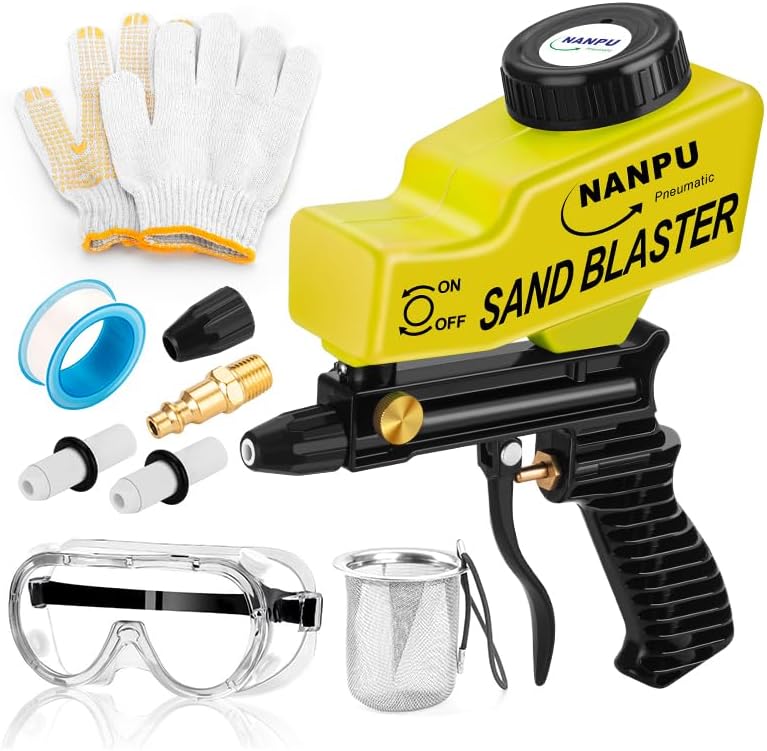 NANPU Light-Duty Air Sandblaster Gun Kit with Gravity Feed, Ceramic Nozzle, Metal Body, for Small Project Surface Prep, Paint & Rust Removal, Metal/Wood/Glass Etching, Requires Air Compressor - Image 1